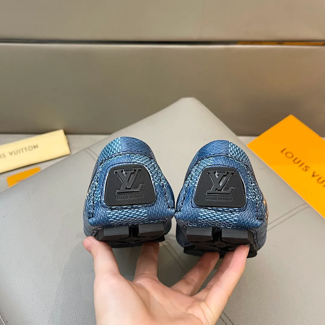 Factory price: 460💰LV men's beanie shoes 2025 official website synchronization <market top version> cowhide grid ➕ black cowhide original packaging. Size 38-45